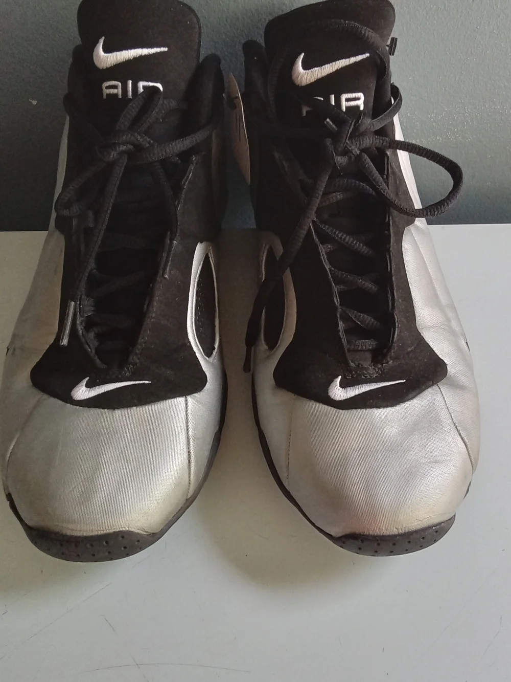 Nike Air Flightposite 1 Metallic Silver Black Basketball Shoe 624015-005 Mens 11